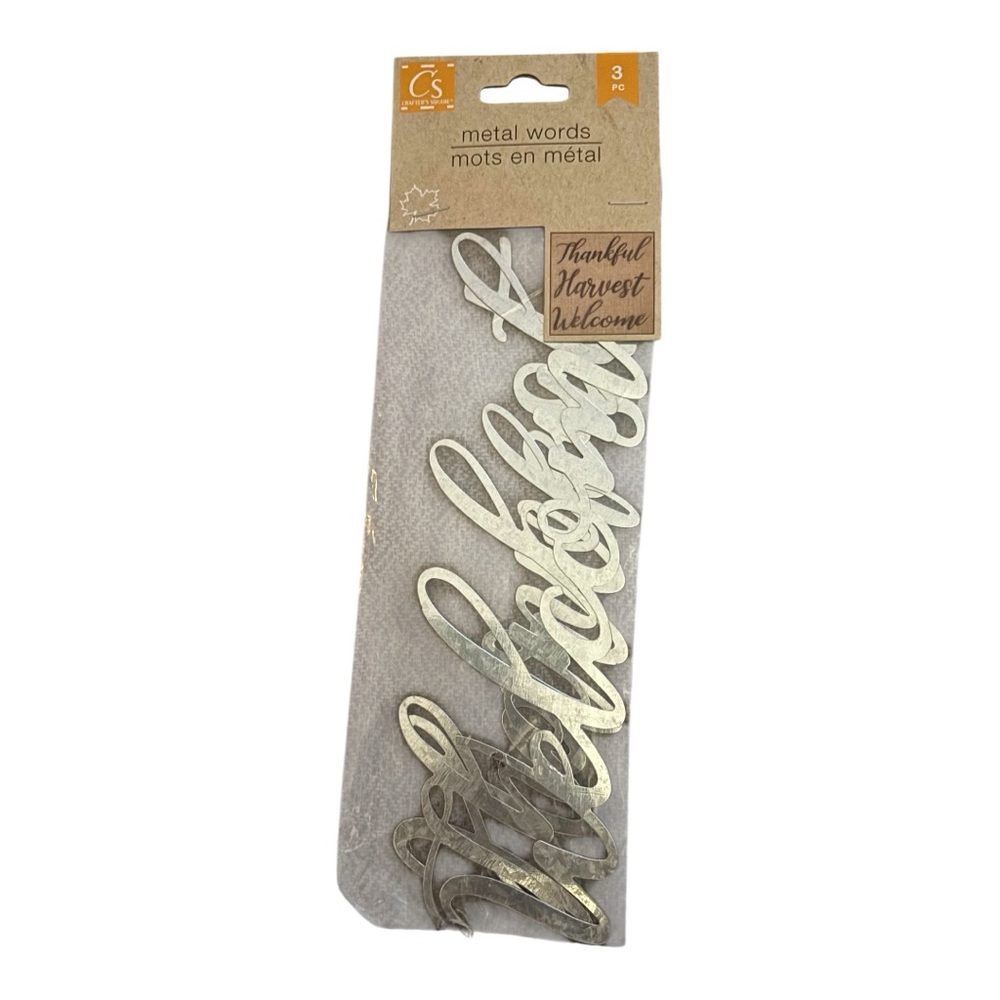 Metal Words Decor Set: “Thankful”, “Harvest”, “Welcome”
